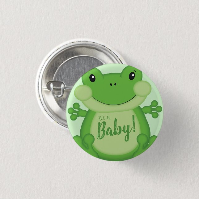 Chapa Redonda De 2,5 Cm Frog Baby Shower Green (Anverso y reverso)