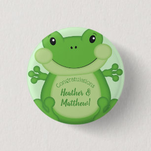 Chapa Redonda De 2,5 Cm Frog Baby Shower Green