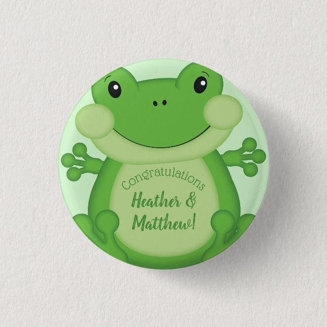 Chapa Redonda De 2,5 Cm Frog Baby Shower Green (Anverso)