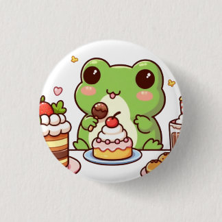 Chapa Redonda De 2,5 Cm Frog eating cake