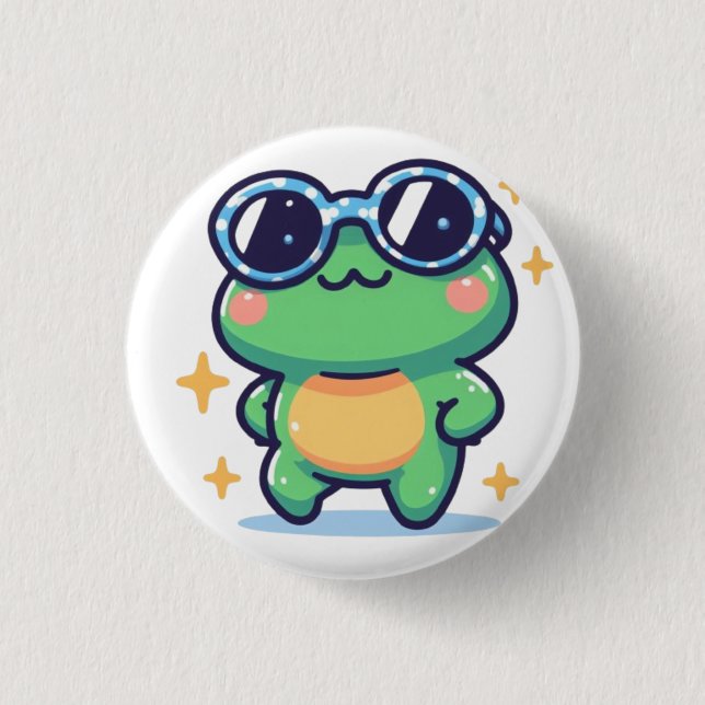 Chapa Redonda De 2,5 Cm Frog with sunglasses (Anverso)