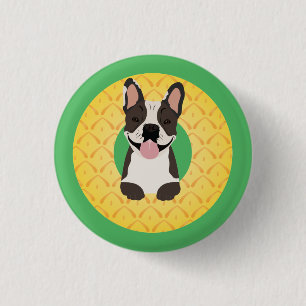 Chapa Redonda De 2,5 Cm Fruta de la piña del Bulldog francés