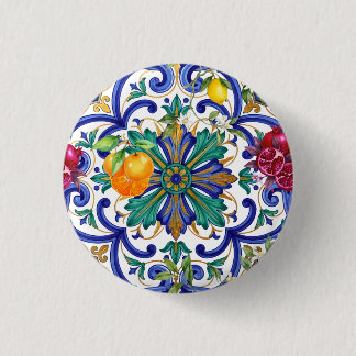 Chapa Redonda De 2,5 Cm fruta de limón mosaico mediterráneo