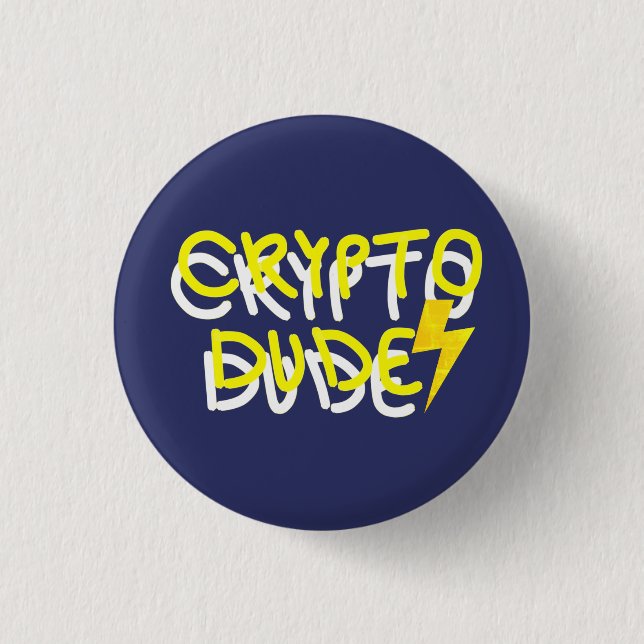Chapa Redonda De 2,5 Cm Funky Crypto Dude Energy Power Rótulo (Anverso)