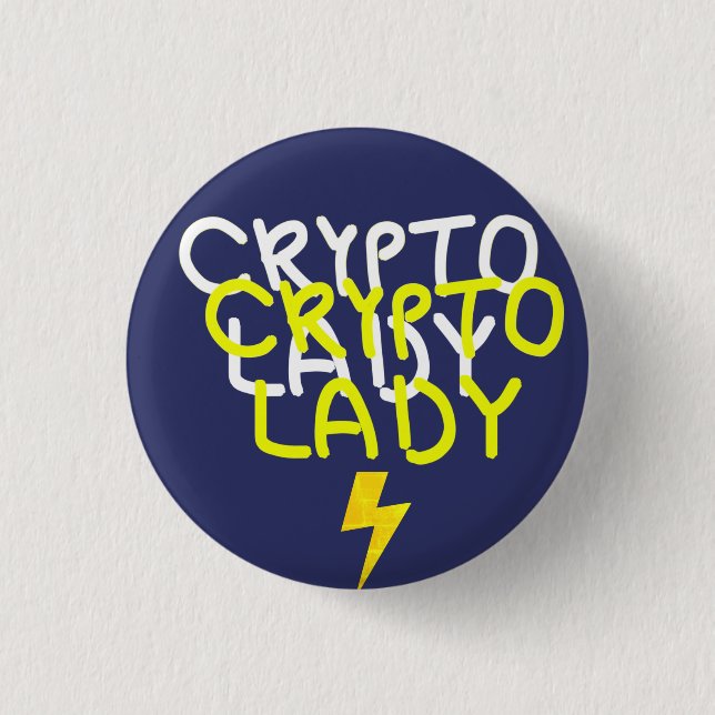 Chapa Redonda De 2,5 Cm Funky Crypto Lady Energy Power Rótulo (Anverso)