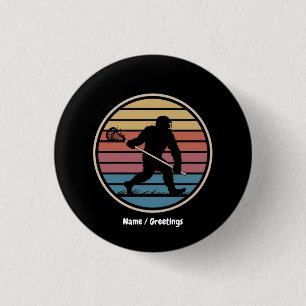 Chapa Redonda De 2,5 Cm Funny Bigfoot Sasquatch Lacrosse Vintage Sunset