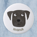 Chapa Redonda De 2,5 Cm Funny Black Labrador Recuperever Dog Custom Name<br><div class="desc">Una linda pintura de acuarela de perro de Black Labrador Retriever para hacerte sonreír. Personalizar cambiando o eliminando el nombre.</div>