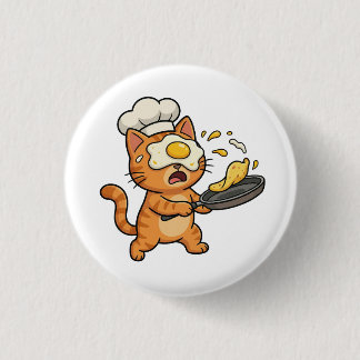 Chapa Redonda De 2,5 Cm Funny Cat Chef Button