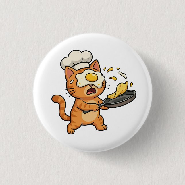 Chapa Redonda De 2,5 Cm Funny Cat Chef Button (Anverso)