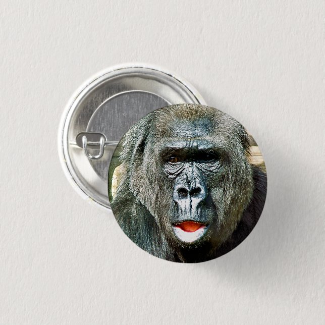 CHAPA REDONDA DE 2,5 CM FUNNY CUTE GORILLA (Anverso y reverso)