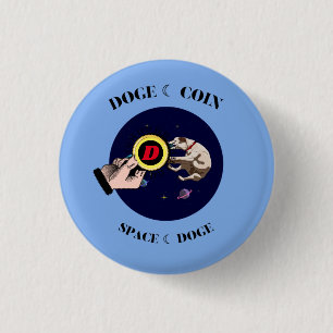 Chapa Redonda De 2,5 Cm Funny Dog catches dogecoin in space