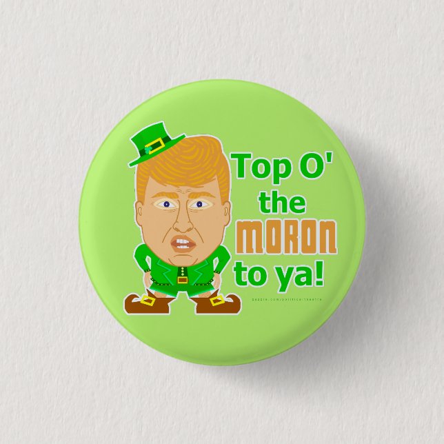Chapa Redonda De 2,5 Cm Funny Donald Trump St Patricks Day Leprechaun (Anverso)