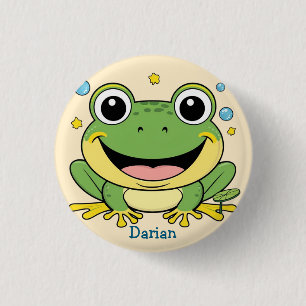 Chapa Redonda De 2,5 Cm Funny Green Frog Animal Wildlife personalizado Bir
