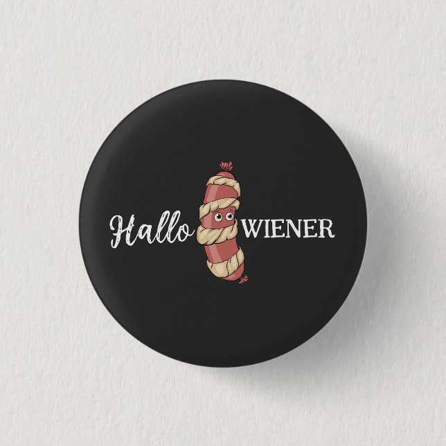 Chapa Redonda De 2,5 Cm Funny Halloween Hotdog Mummy Hallowiener Pun (Anverso)
