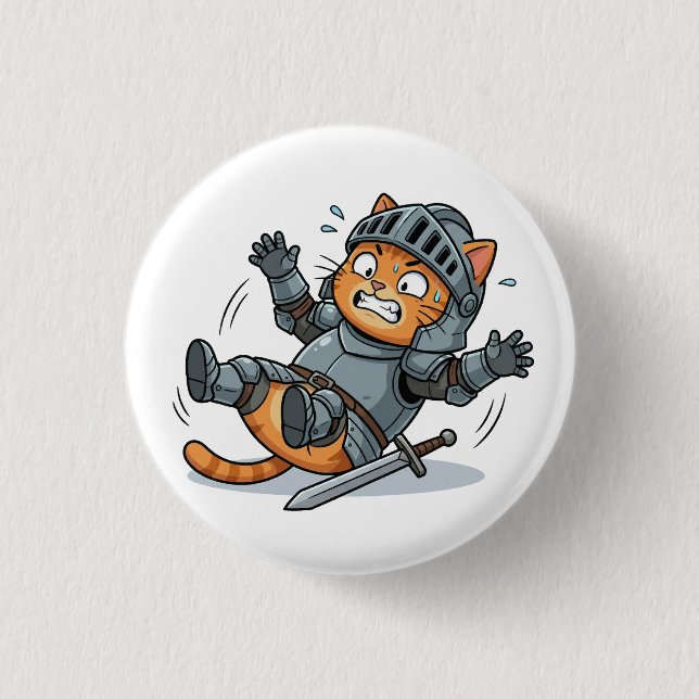 Chapa Redonda De 2,5 Cm Funny Knight Cat Button (Anverso)