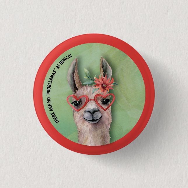 Chapa Redonda De 2,5 Cm Funny Llama Bunco (Anverso)