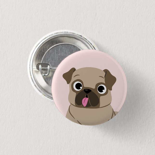 Chapa Redonda De 2,5 Cm Funny Pug Puppy Personalizado (Anverso y reverso)