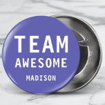 Chapa Redonda De 2,5 Cm Funny Team Awesome Purple Nombre Personalizado<br><div class="desc">Funny Team Awesome Purple Personalized Name Button incluye el texto "Team Awesome" con tu nombre personalizado debajo en un fondo morado. Personalice editando el texto en el cuadro de texto proporcionado. Diseñado por ©Evco Studio www.zazzle.com/store/evcostudio</div>