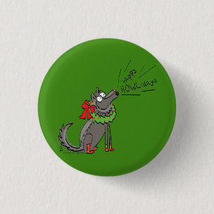Chapa Redonda De 2,5 Cm Funny Wolf Navidades Felices vacaciones de Howlida