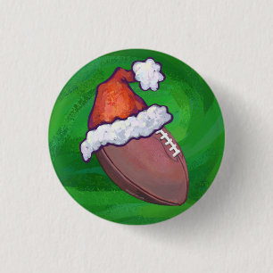 Chapa Redonda De 2,5 Cm Fútbol del gorra de Santa en verde