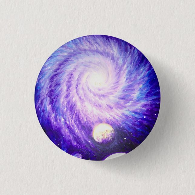 Chapa Redonda De 2,5 Cm Galaxia y planetas (Anverso)