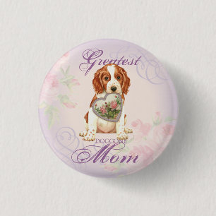 Chapa Redonda De 2,5 Cm Gales Springer Spaniel Heart Mom