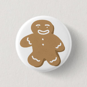 Chapa Redonda De 2,5 Cm Galleta de Navidad Hombre de Jengibre Feliz