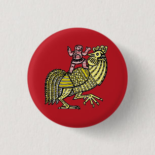 Chapa Redonda De 2,5 Cm Gallo Retro Pop Art con Figura Punto Ben-Day