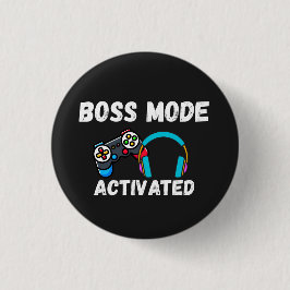 Chapa Redonda De 2,5 Cm Gamer con Modo Jefe Activado