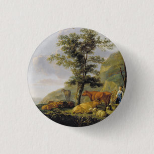 Chapa Redonda De 2,5 Cm Ganado cerca de un río Aelbert Cuyp