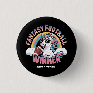 Chapa Redonda De 2,5 Cm Ganador de Fútbol Fantasía Unicornio Divertido Est