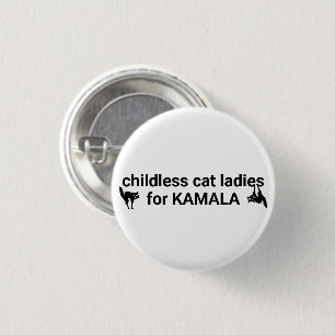 Chapa Redonda De 2,5 Cm Gatitas sin hijos, damas de Kamala, blanco negro y
