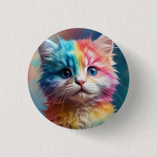 Chapa Redonda De 2,5 Cm Gatito de color arcoiris