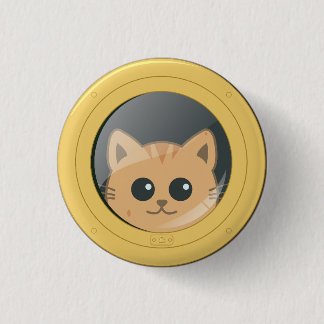Chapa Redonda De 2,5 Cm Gato Adorable Espiando a Través de la Ventana de l