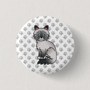 Chapa Redonda De 2,5 Cm Gato atigrado azul Birman / Ragdoll Cute Cat & Paw