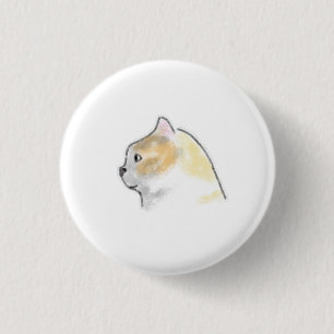 Chapa Redonda De 2,5 Cm Gato Calico Jengibre Suave Perfil Lateral
