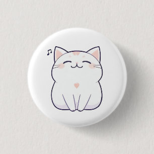 Chapa Redonda De 2,5 Cm Gato Cantando con Nota Musical Diseño Kawaii