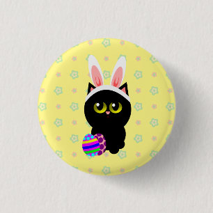 Chapa Redonda De 2,5 Cm Gato conejo de Pascua