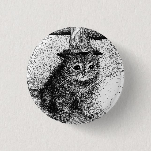 Chapa Redonda De 2,5 Cm Gato de Cumpleaños (Anverso)