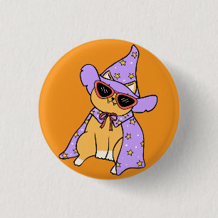 Chapa Redonda De 2,5 Cm Gato de Halloween Lindo