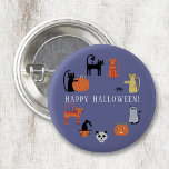 Chapa Redonda De 2,5 Cm Gato de Halloween Spooky<br><div class="desc">Gatos cortos y espeluznantes,  linternas de calabaza y fantasmas. Diversión para una fiesta de Halloween,  o cambiar el texto para personalizar. Arte original de Nic Squirrell.</div>