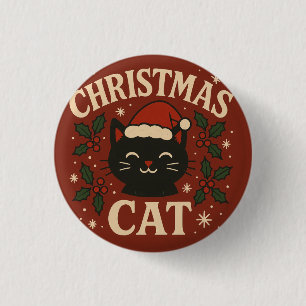Chapa Redonda De 2,5 Cm Gato de Navidad Adorable