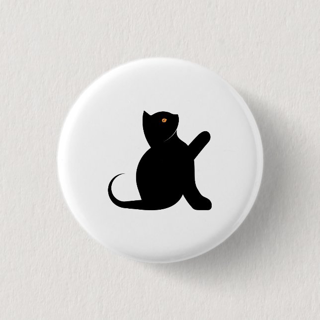 Chapa Redonda De 2,5 Cm Gato diciendo hola (Anverso)