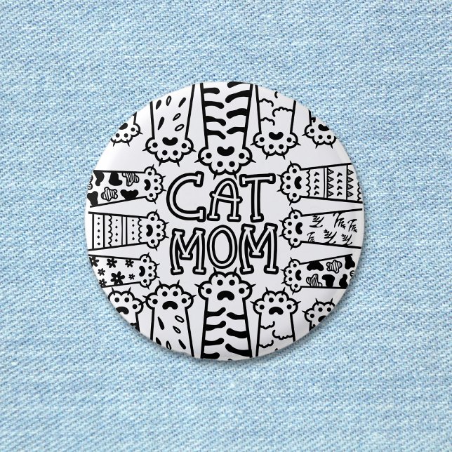 Chapa Redonda De 2,5 Cm Gato Divertido Mamá Para Los Amantes Del Gato (Fun Cat Mom For Cat Lovers Button)