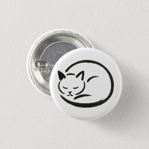 Chapa Redonda De 2,5 Cm Gato durmiendo minimalista – Diseño de pincel en i