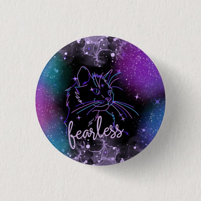 Chapa Redonda De 2,5 Cm Gato Galaxia intrépido (Anverso)