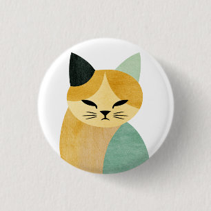 Chapa Redonda De 2,5 Cm Gato geométrico minimalista escandinavo moderno