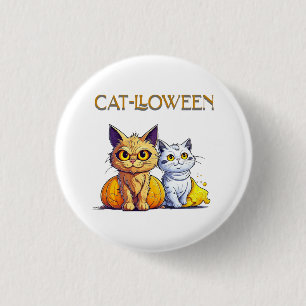 Chapa Redonda De 2,5 Cm Gato Halloween