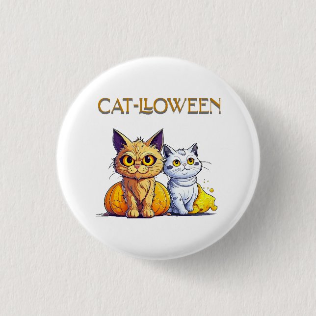 Chapa Redonda De 2,5 Cm Gato Halloween  (Anverso)