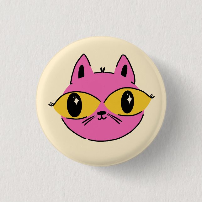 Chapa Redonda De 2,5 Cm Gato Retro (Anverso)
